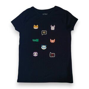 Cat & Jack Pixel Animal Graphic Tee Kids Size 7/8 Navy Short Sleeve Shirt
